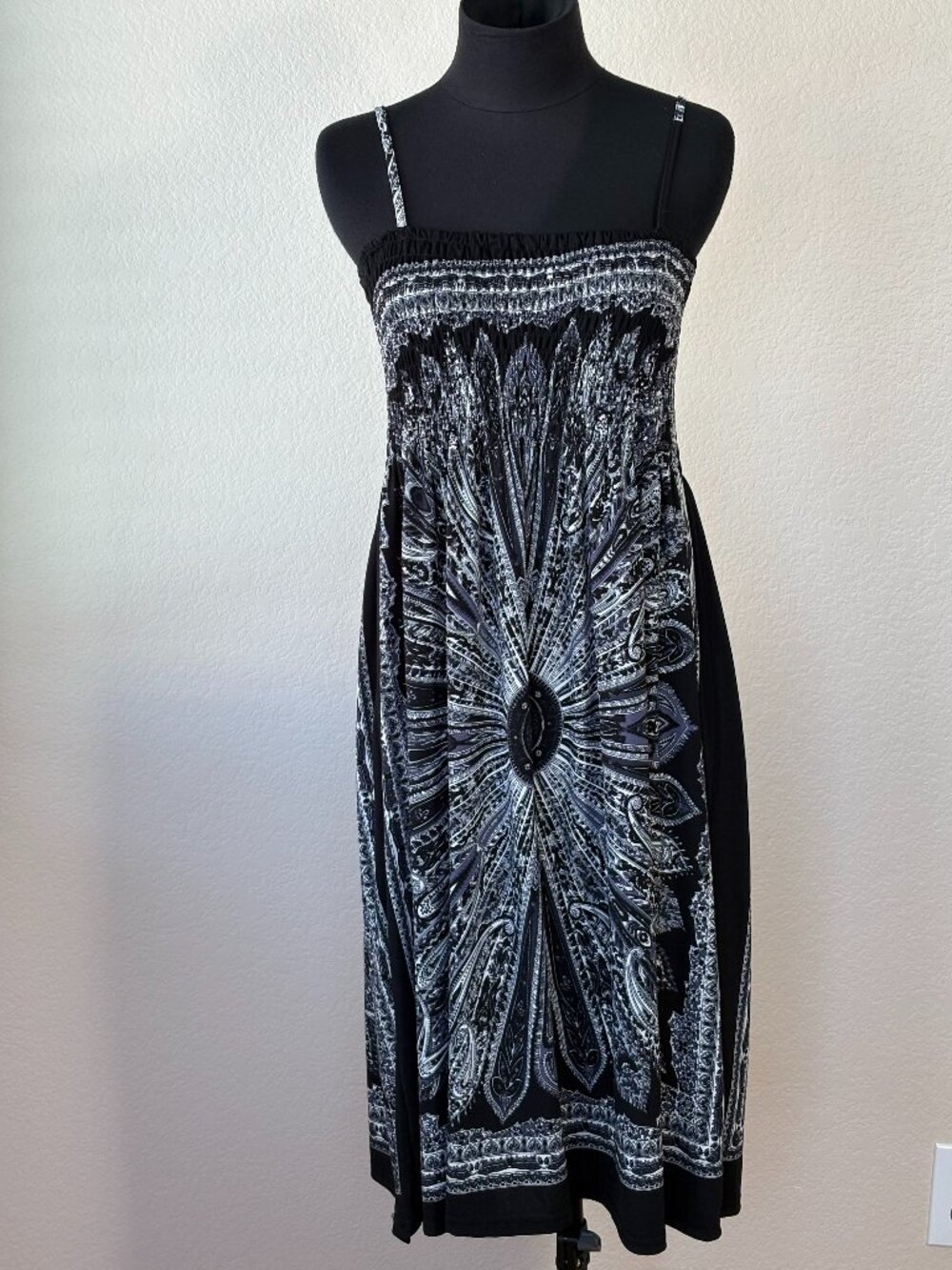 India Boutique Boho Smocked Medallion Sundress 3X